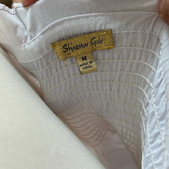 Castle core Smocked top with puff sleeves Coastal cottage fairy top Sz M White - Picture 5 of 6